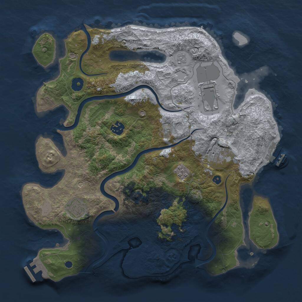 Rust Map: Procedural Map, Size: 3500, Seed: 1023136374, 11 Monuments