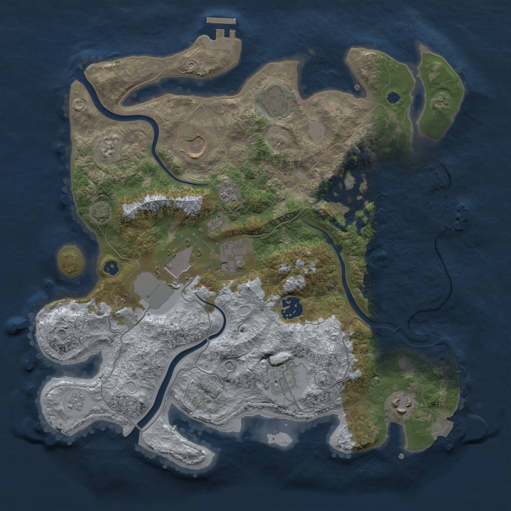 Rust Map: Procedural Map, Size: 3500, Seed: 745197881, 15 Monuments