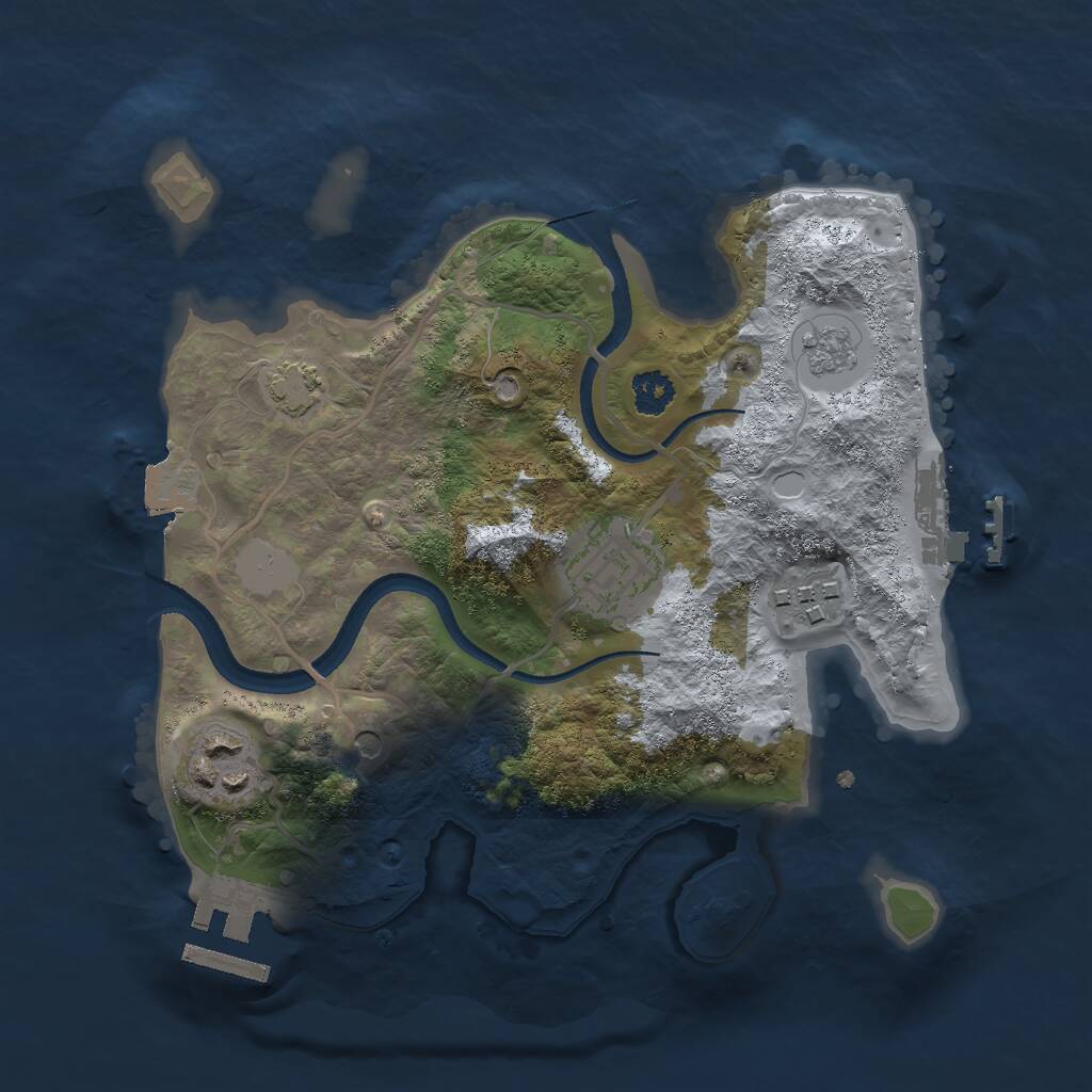 Rust Map: Procedural Map, Size: 2500, Seed: 911542005, 9 Monuments
