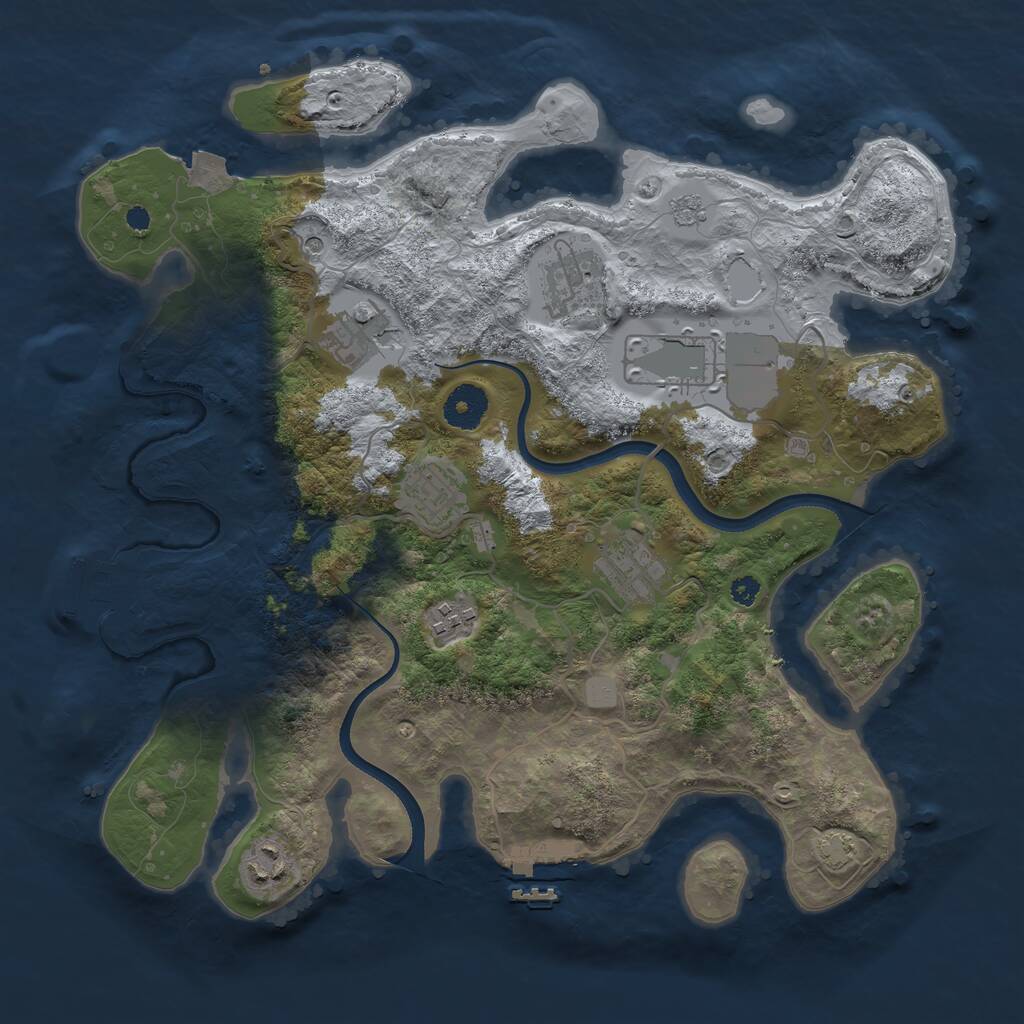 Rust Map: Procedural Map, Size: 3500, Seed: 1596792564, 13 Monuments