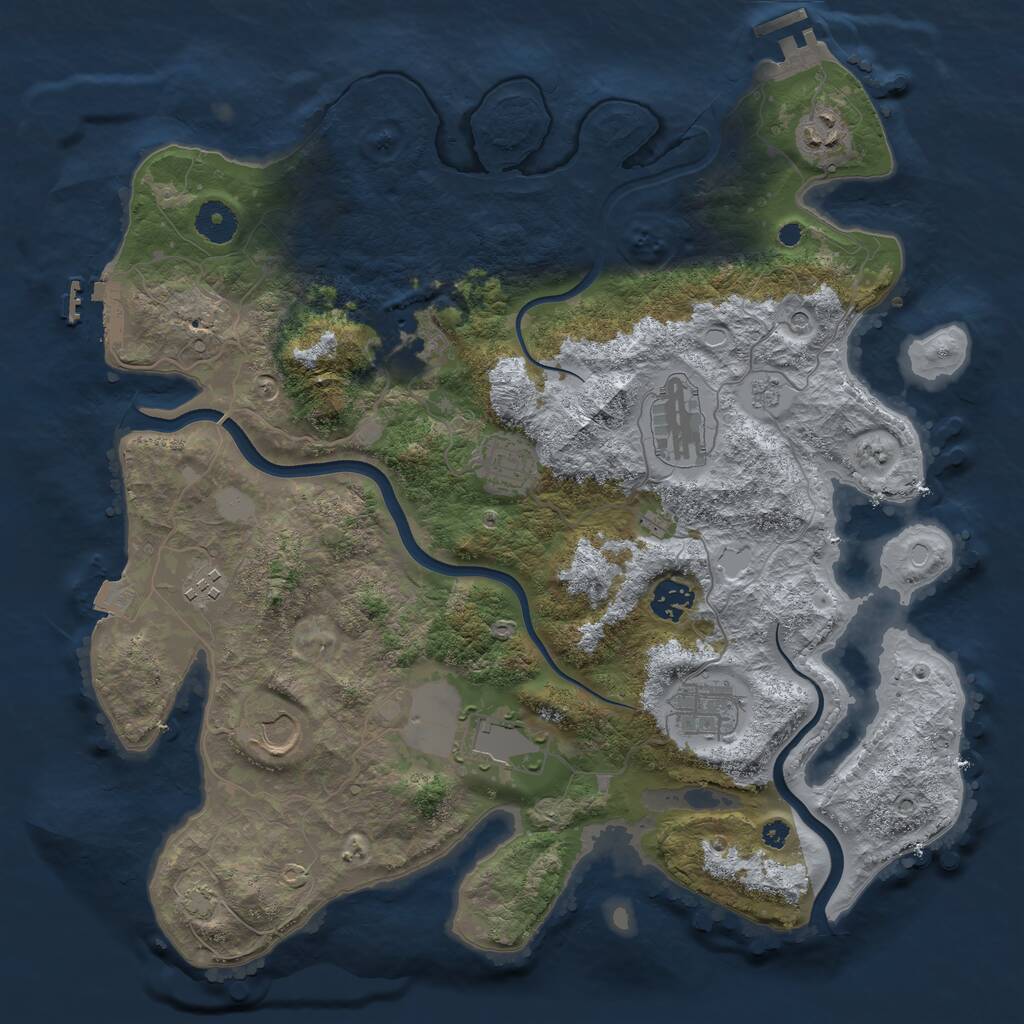 Rust Map: Procedural Map, Size: 3750, Seed: 2070508563, 15 Monuments