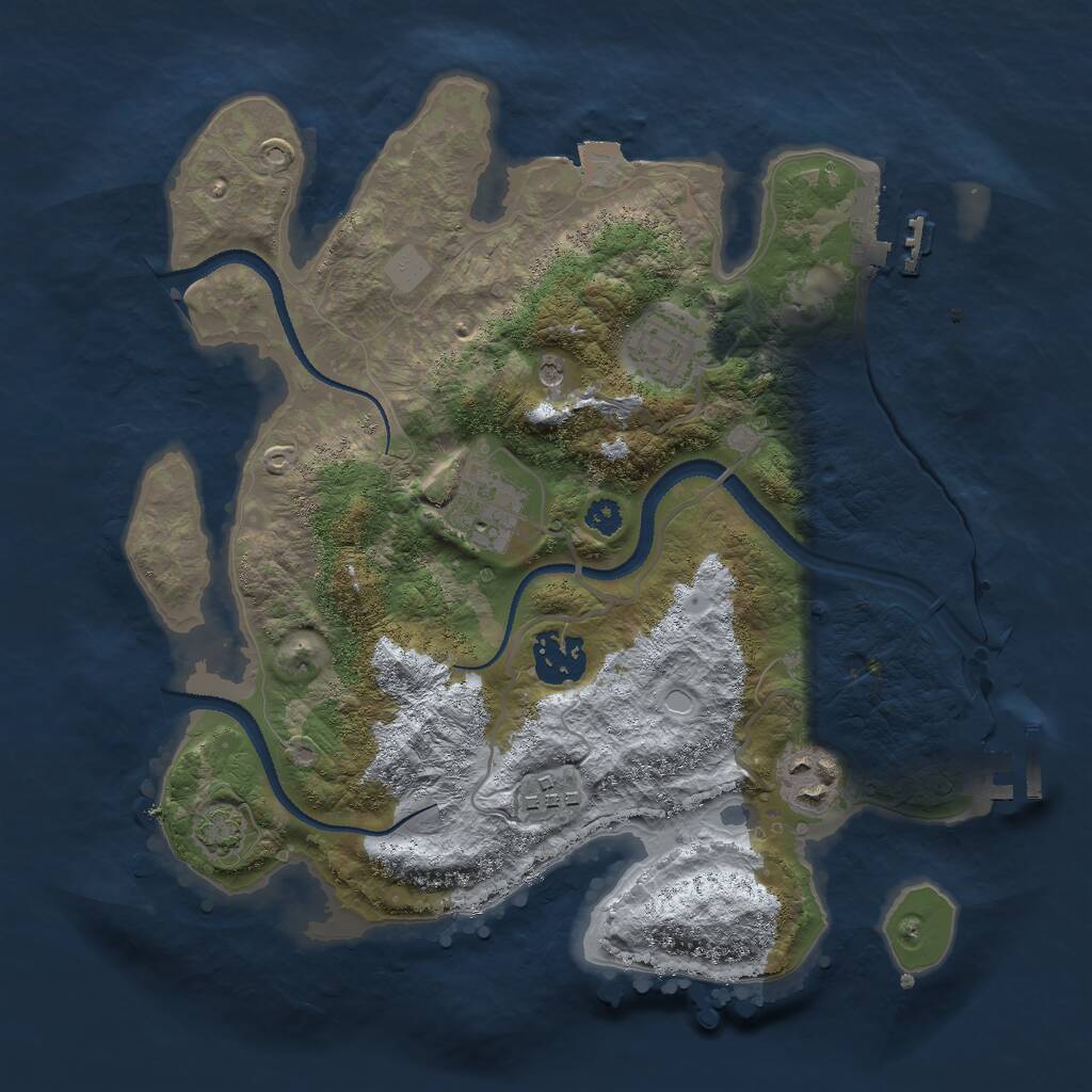 Rust Map: Procedural Map, Size: 3000, Seed: 1153980438, 10 Monuments