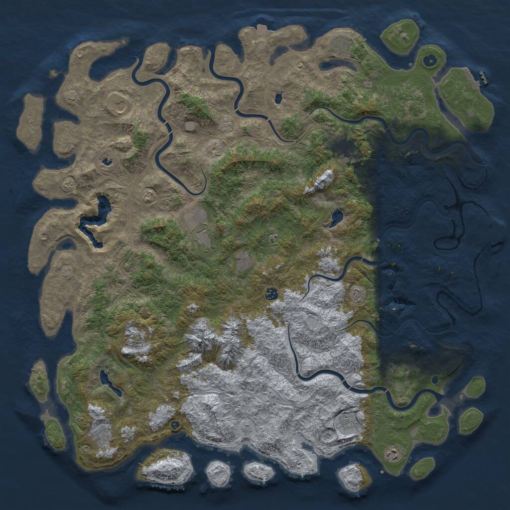 Rust Map: Procedural Map, Size: 6000, Seed: 1153980438, 17 Monuments