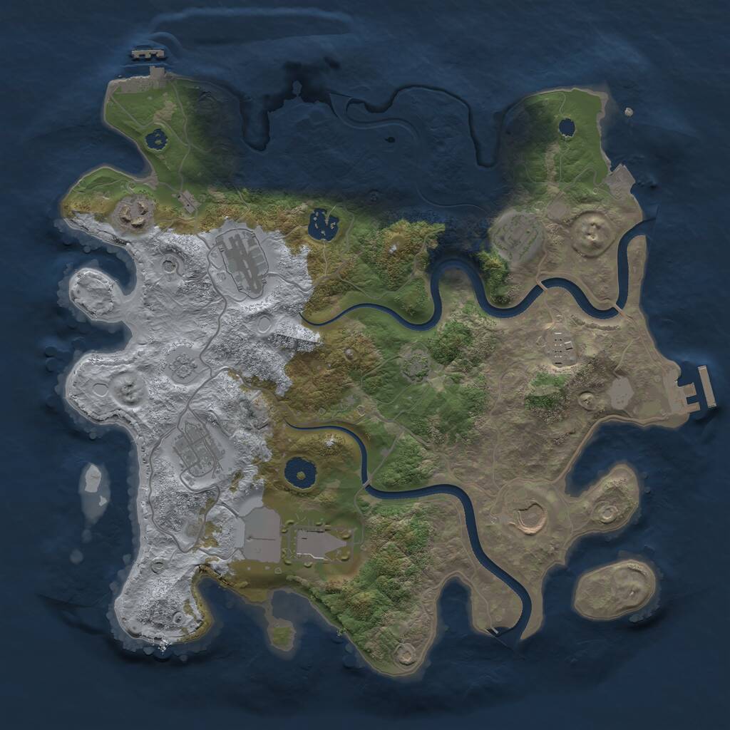 Rust Map: Procedural Map, Size: 3500, Seed: 912090082, 14 Monuments
