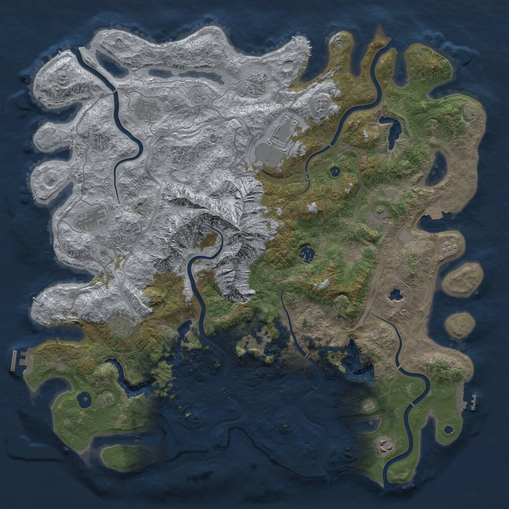 Rust Map: Procedural Map, Size: 5000, Seed: 950918683, 16 Monuments