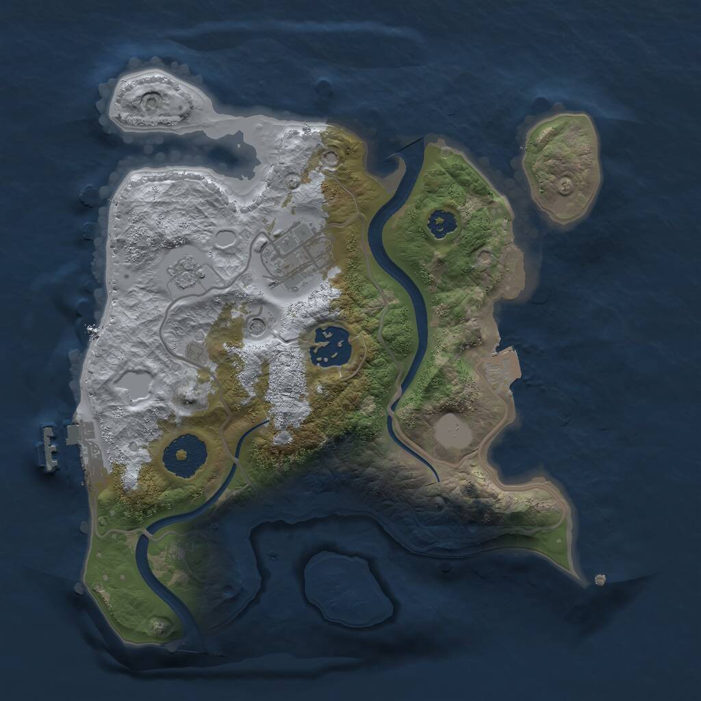 Rust Map: Procedural Map, Size: 2500, Seed: 989, 6 Monuments