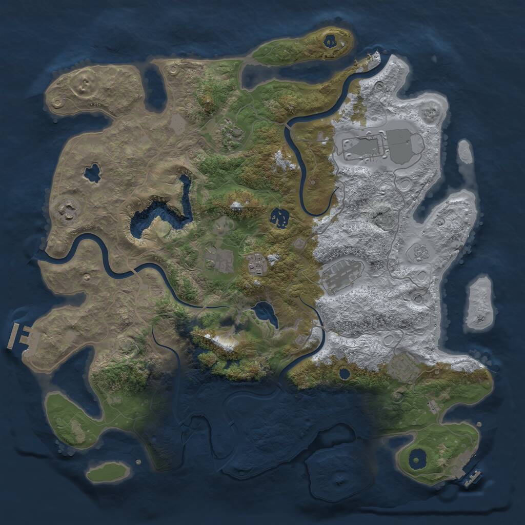 Rust Map: Procedural Map, Size: 4000, Seed: 1810744215, 14 Monuments