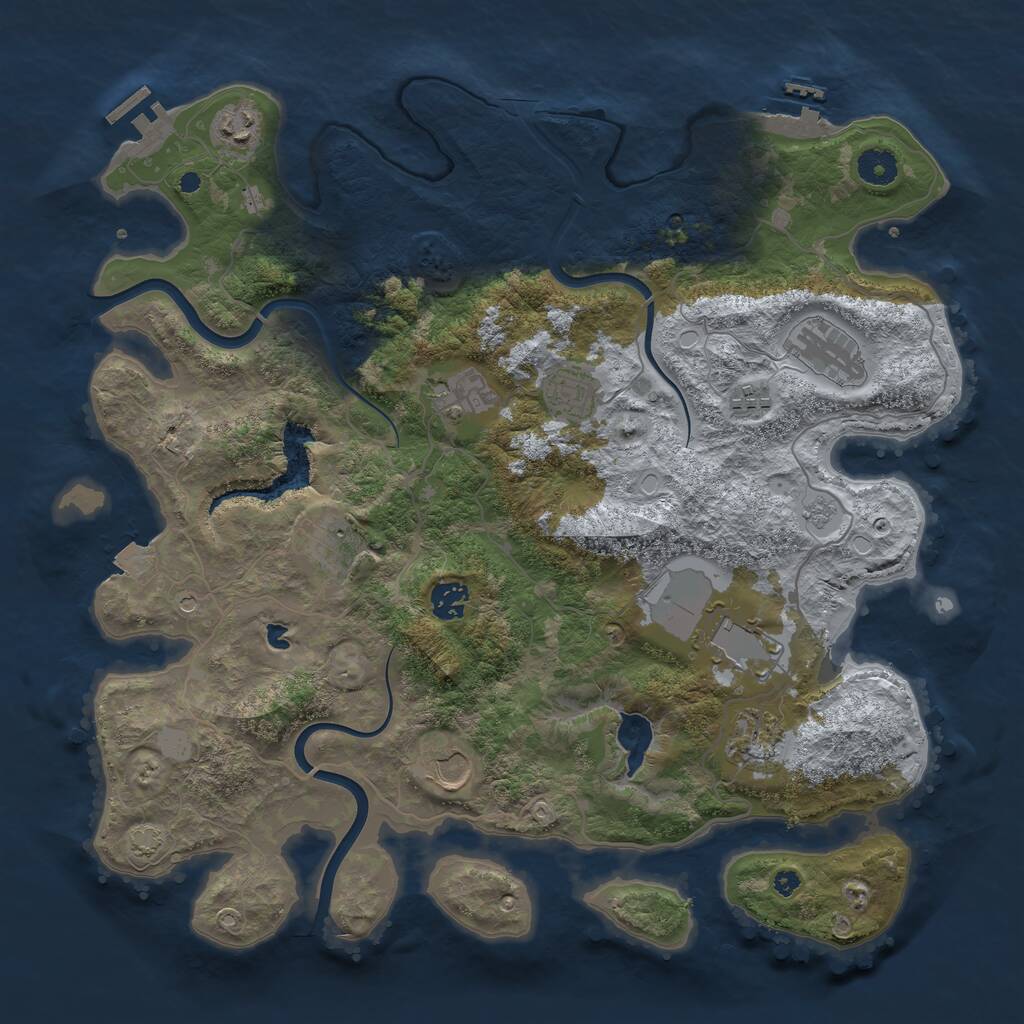 Rust Map: Procedural Map, Size: 4000, Seed: 1161626385, 16 Monuments