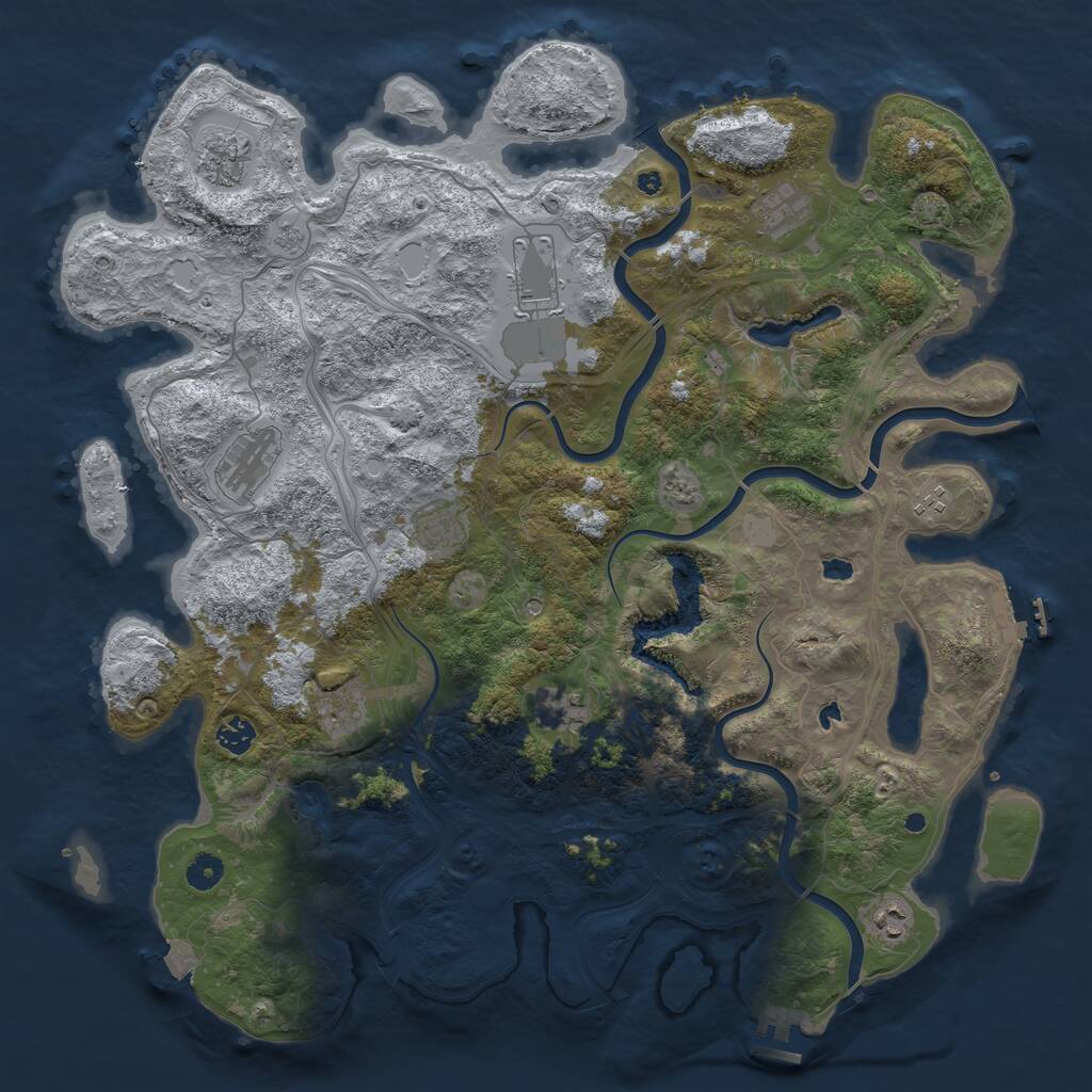 Rust Map: Procedural Map, Size: 4500, Seed: 485171751, 16 Monuments