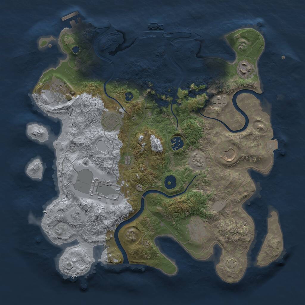 Rust Map: Procedural Map, Size: 3500, Seed: 1436928, 14 Monuments