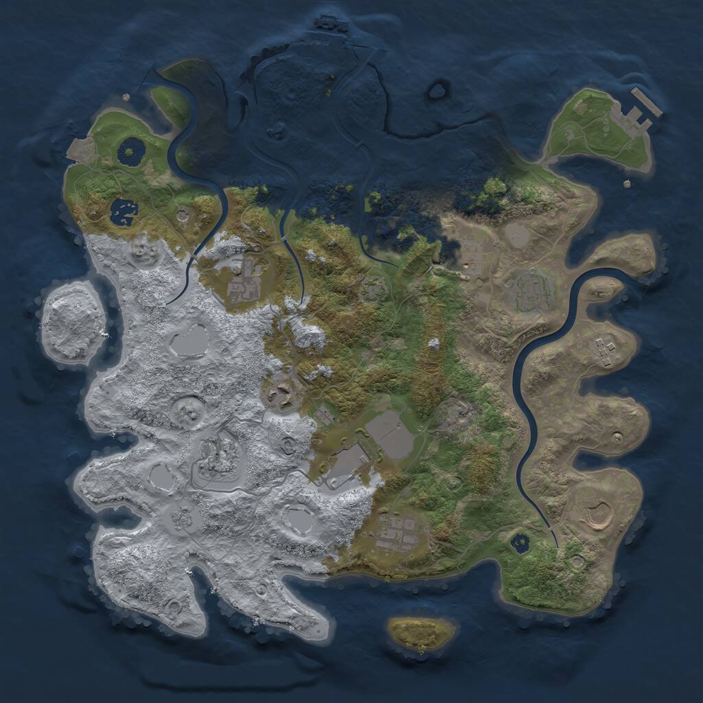 Rust Map: Procedural Map, Size: 3750, Seed: 427966633, 16 Monuments