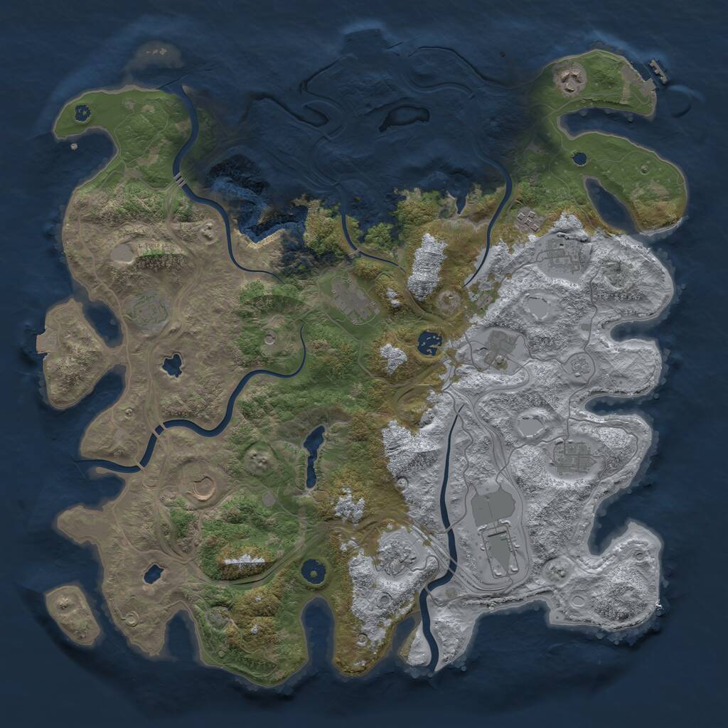 Rust Map: Procedural Map, Size: 4500, Seed: 290947299, 17 Monuments