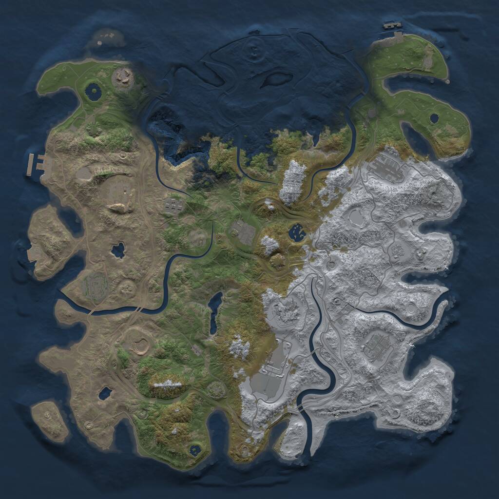 Rust Map: Procedural Map, Size: 4500, Seed: 290947299, 17 Monuments