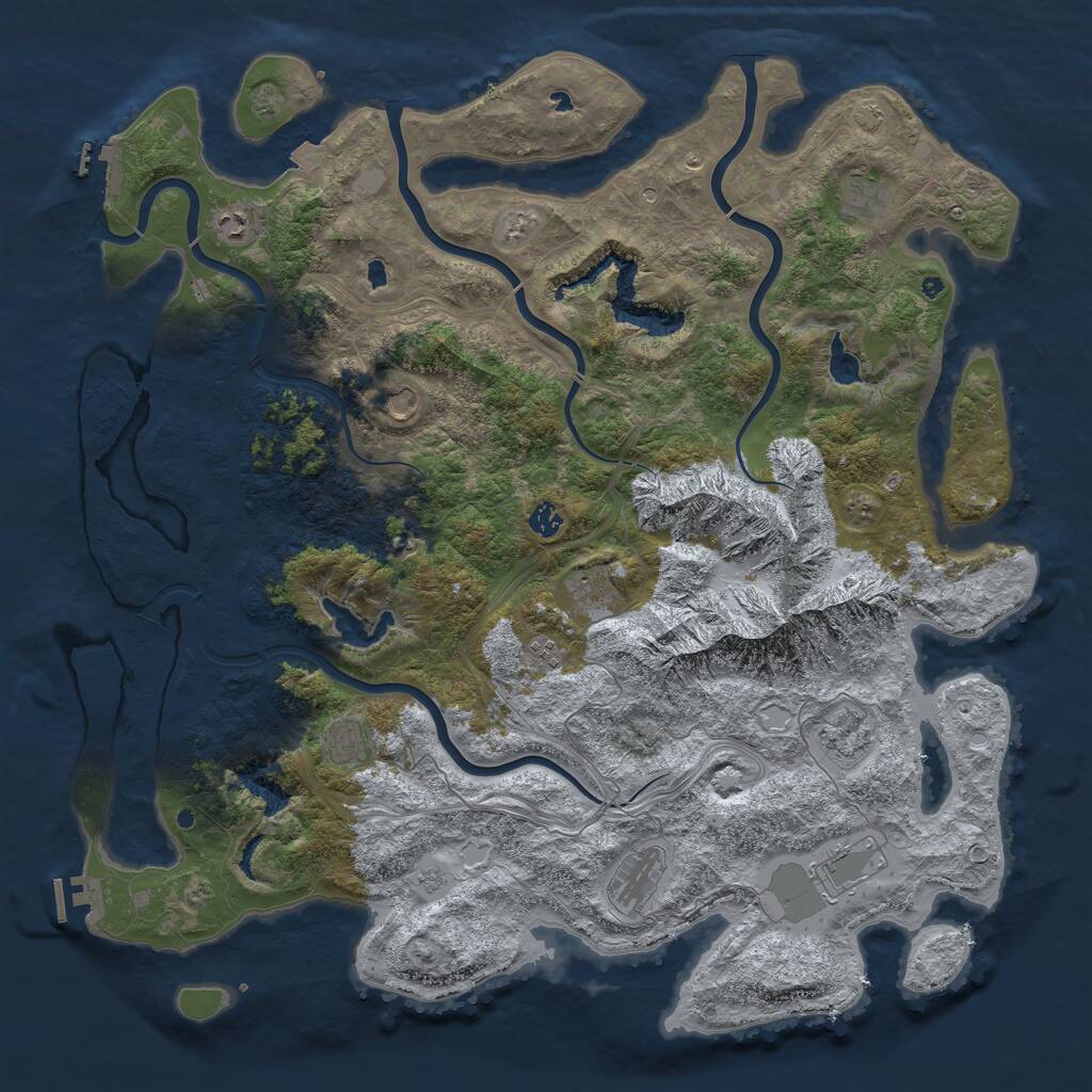 Rust Map: Procedural Map, Size: 5000, Seed: 1256638214, 16 Monuments