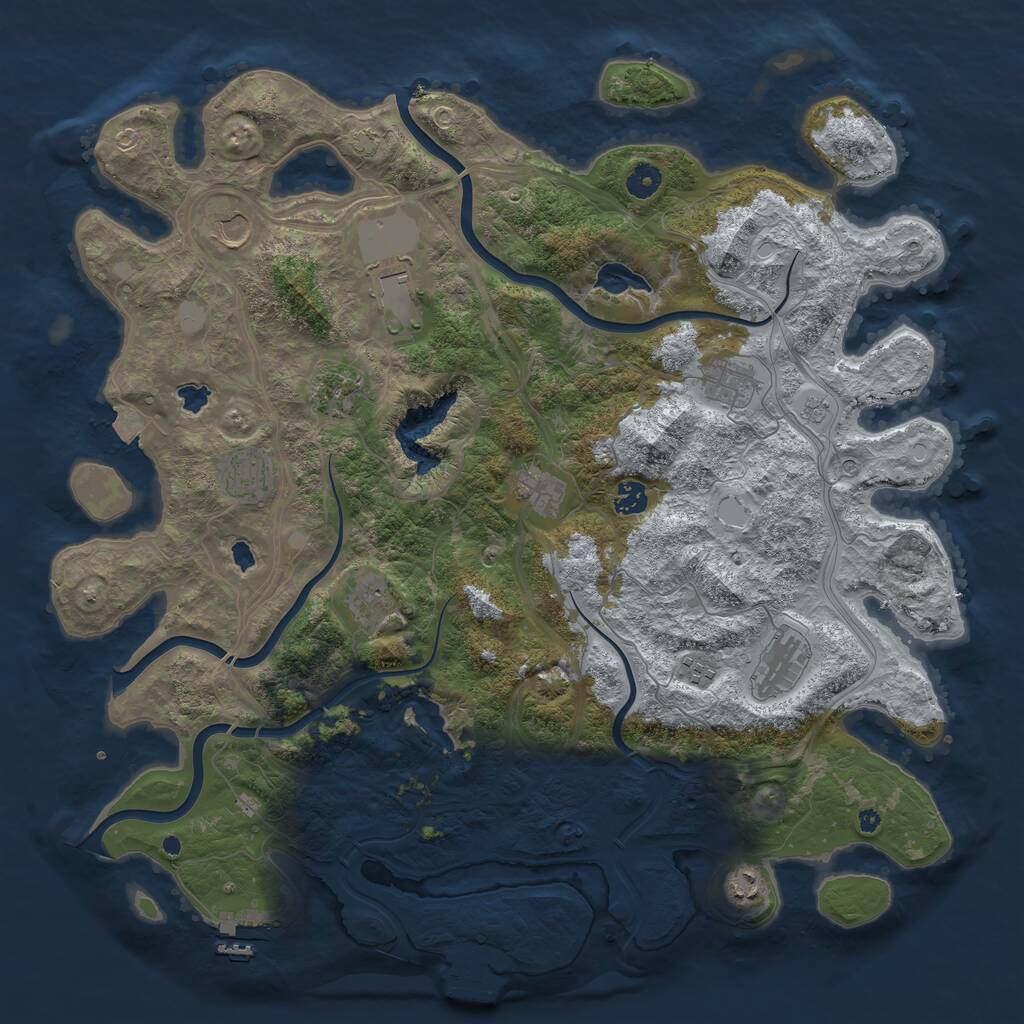 Rust Map: Procedural Map, Size: 4500, Seed: 323948969, 17 Monuments