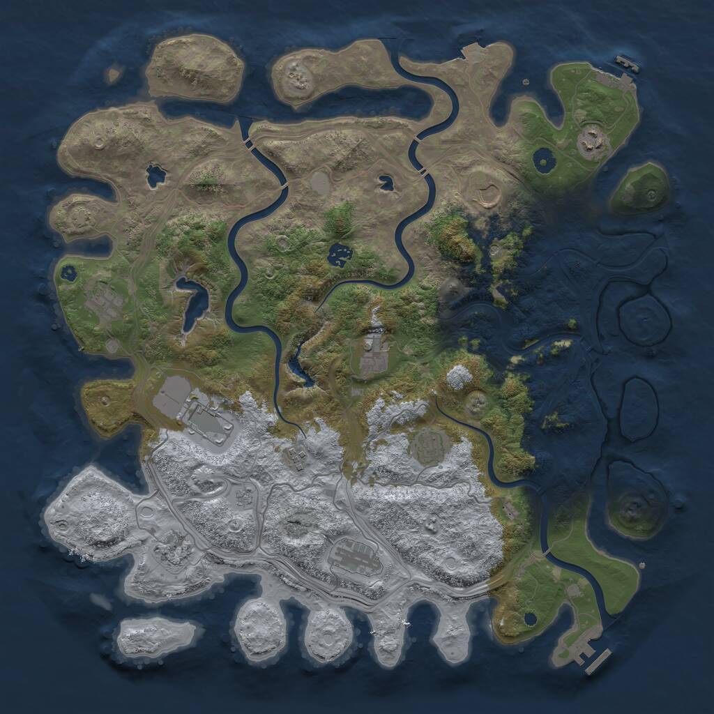 Rust Map: Procedural Map, Size: 4500, Seed: 1192982790, 16 Monuments