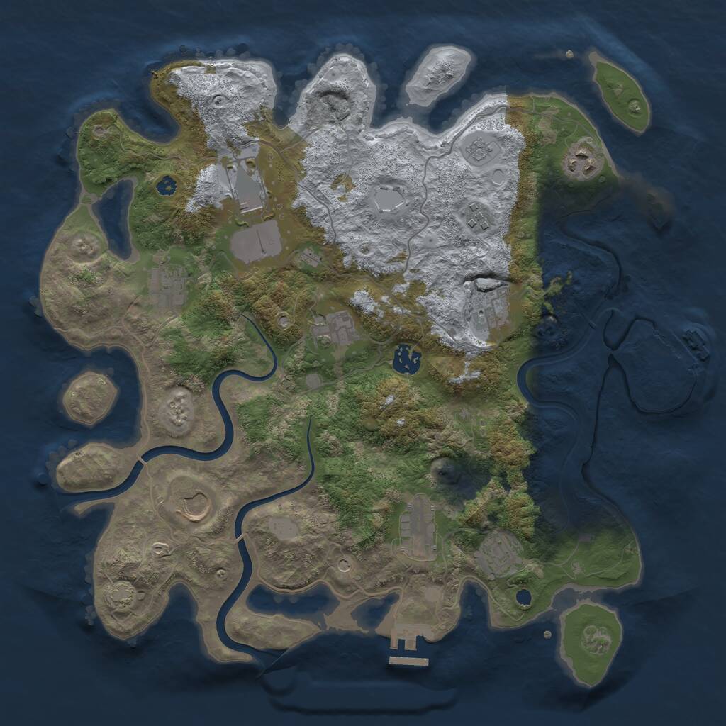 Rust Map: Procedural Map, Size: 3750, Seed: 2000585463, 16 Monuments