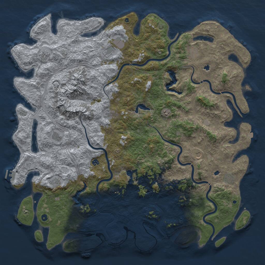 Rust Map: Procedural Map, Size: 6000, Seed: 1175327055, 17 Monuments