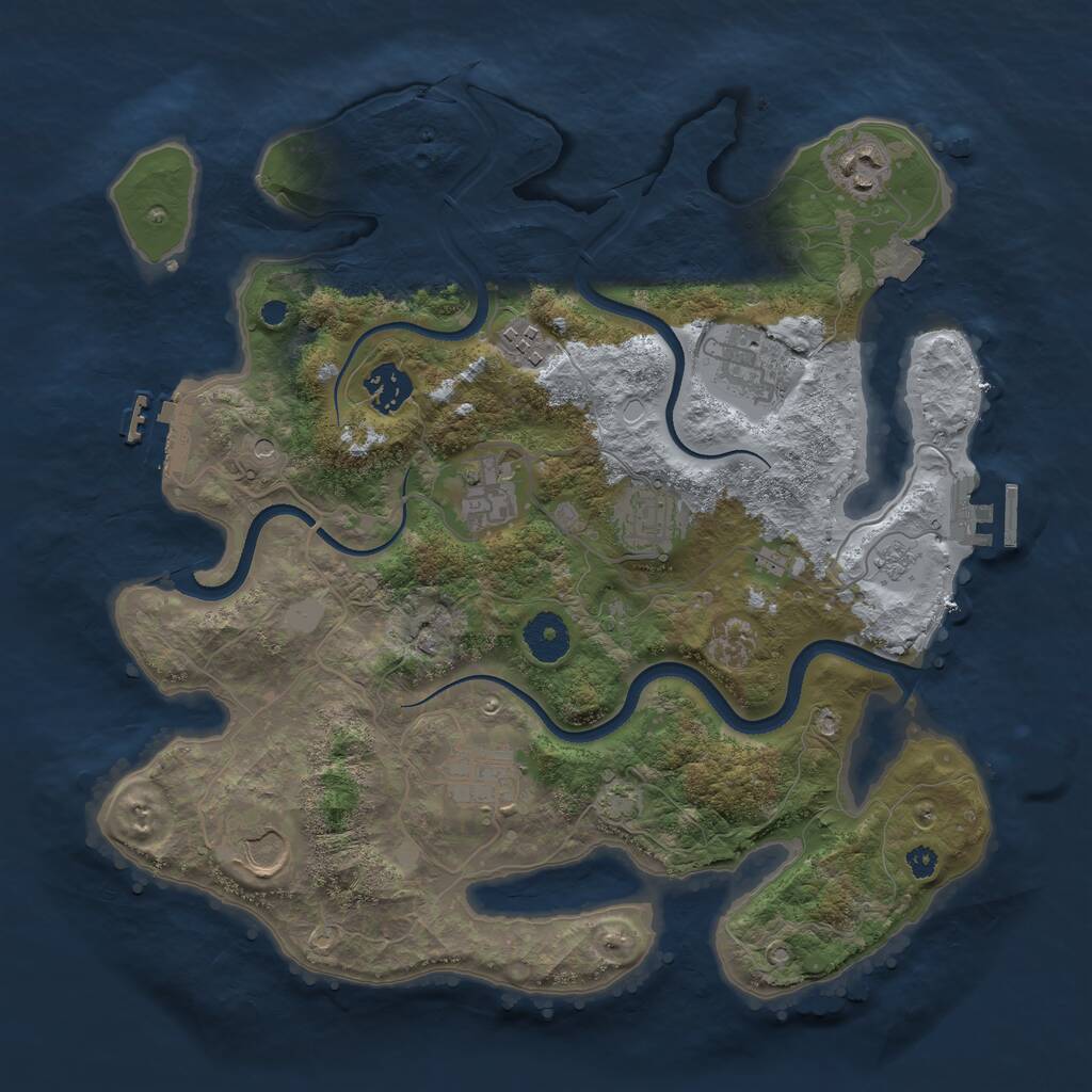 Rust Map: Procedural Map, Size: 3500, Seed: 25071994, 14 Monuments