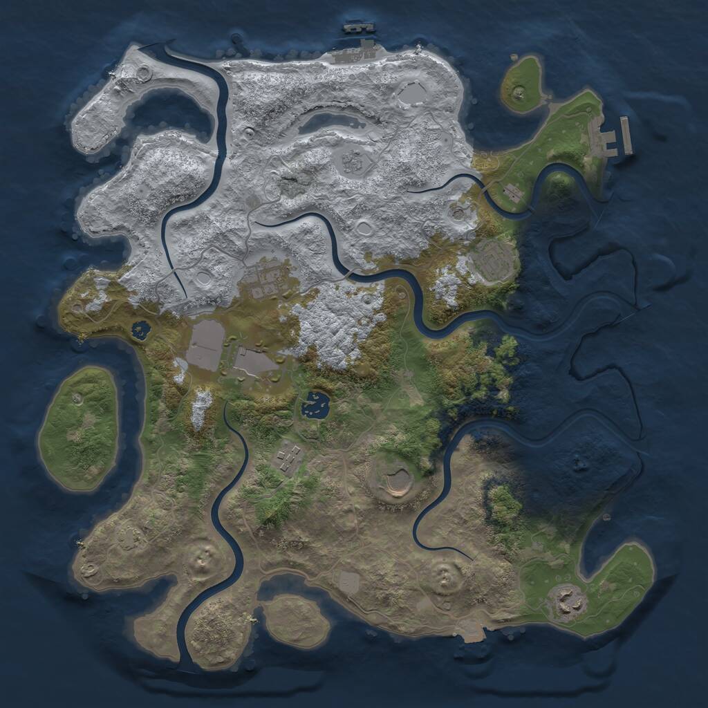 Rust Map: Procedural Map, Size: 3750, Seed: 1142977505, 13 Monuments