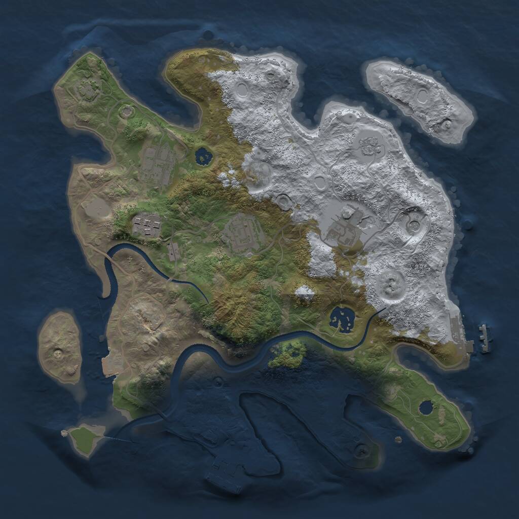 Rust Map: Procedural Map, Size: 3000, Seed: 52859, 11 Monuments