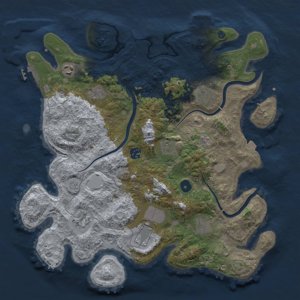 Rust Map: Procedural Map, Size: 3900, Seed: 1983485779, 15 Monuments