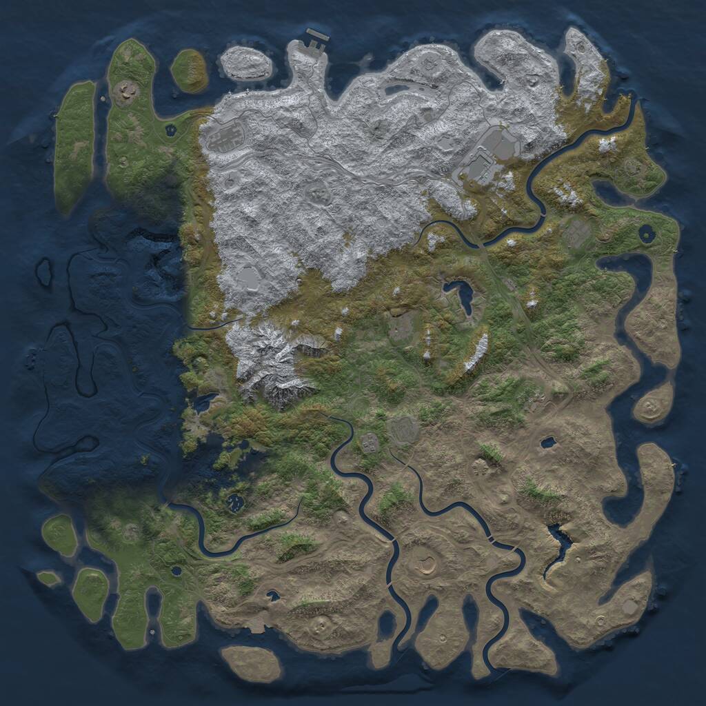 Rust Map: Procedural Map, Size: 6000, Seed: 60606, 17 Monuments