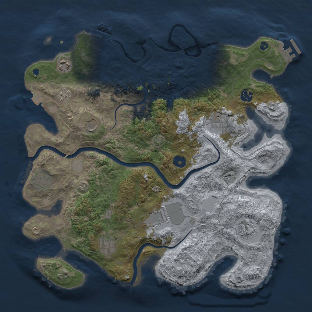Rust Map: Procedural Map, Size: 3750, Seed: 1164710540, 15 Monuments