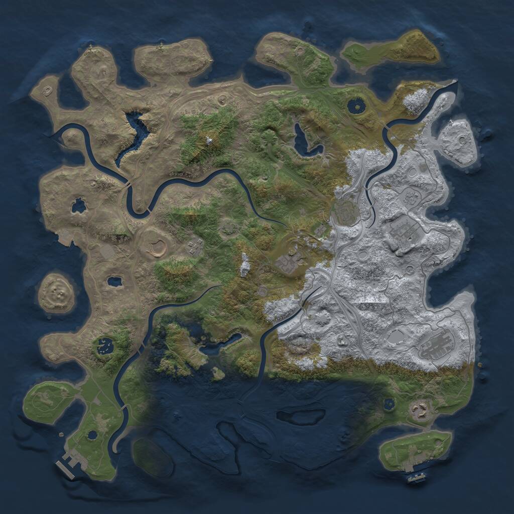 Rust Map: Procedural Map, Size: 4500, Seed: 414432713, 14 Monuments