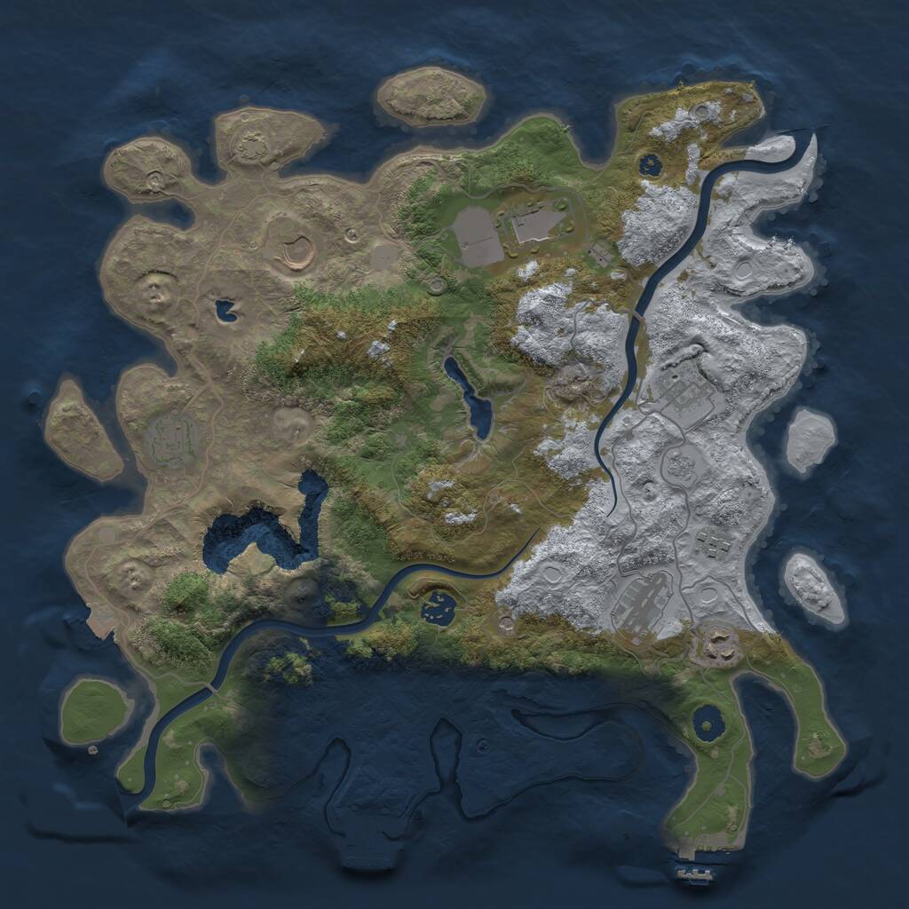 Rust Map: Procedural Map, Size: 4000, Seed: 763189548, 14 Monuments