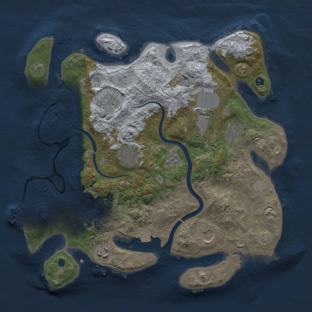 Rust Map: Procedural Map, Size: 3500, Seed: 260058821, 12 Monuments