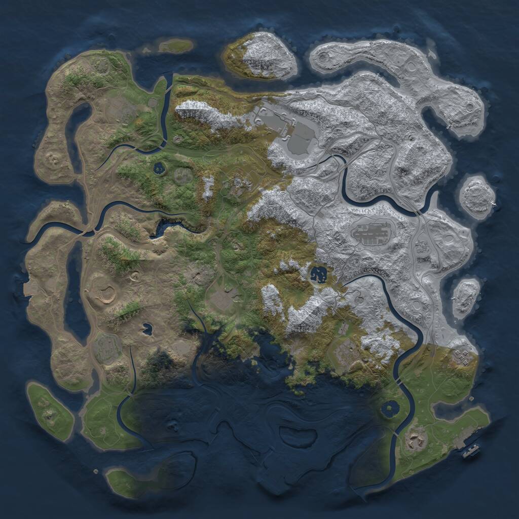 Rust Map: Procedural Map, Size: 4500, Seed: 243516722, 17 Monuments