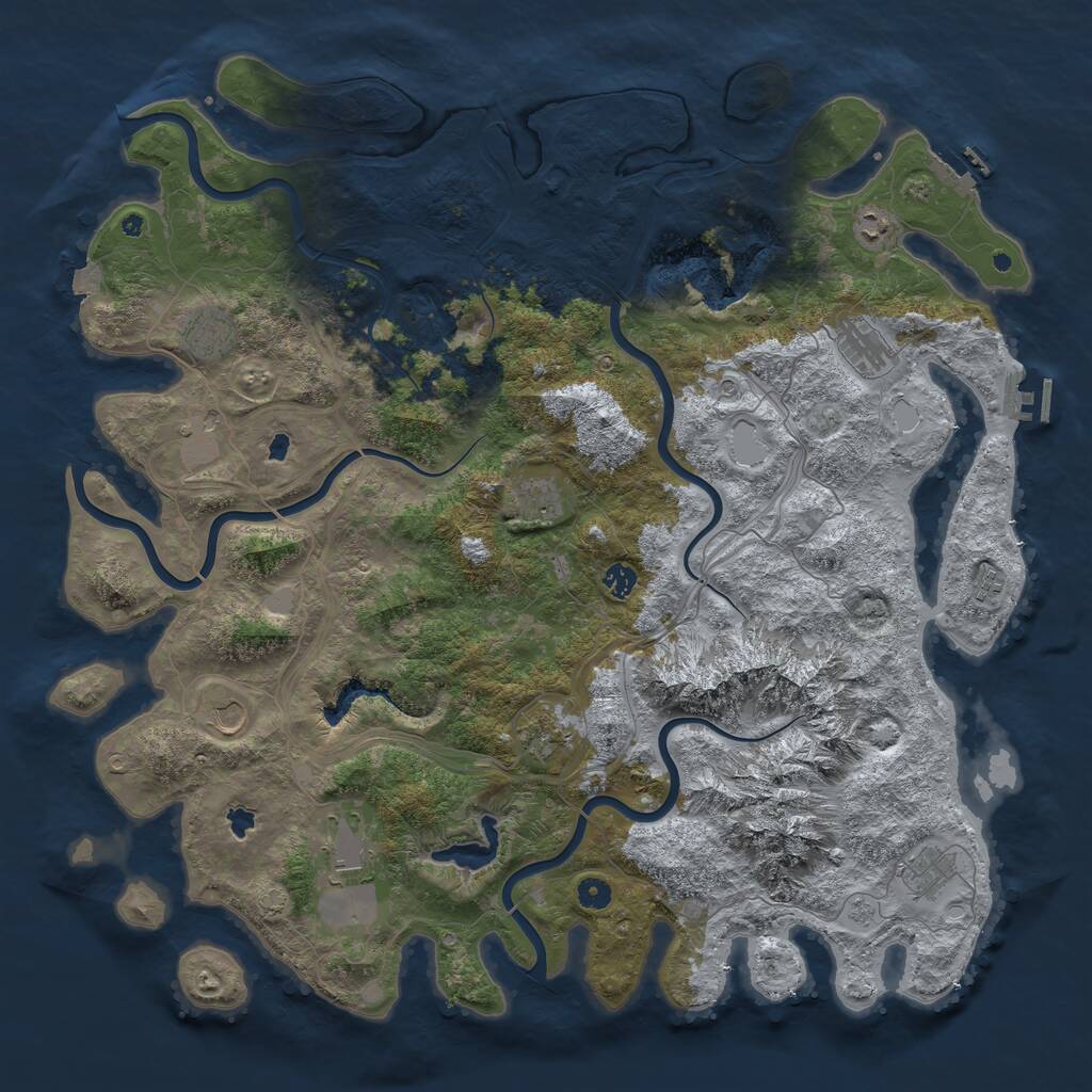 Rust Map: Procedural Map, Size: 5000, Seed: 1304469032, 17 Monuments