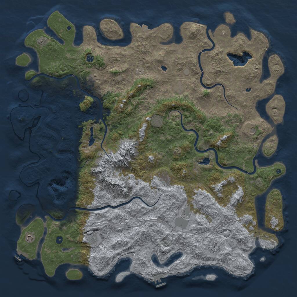 Rust Map: Procedural Map, Size: 6000, Seed: 292880105, 17 Monuments