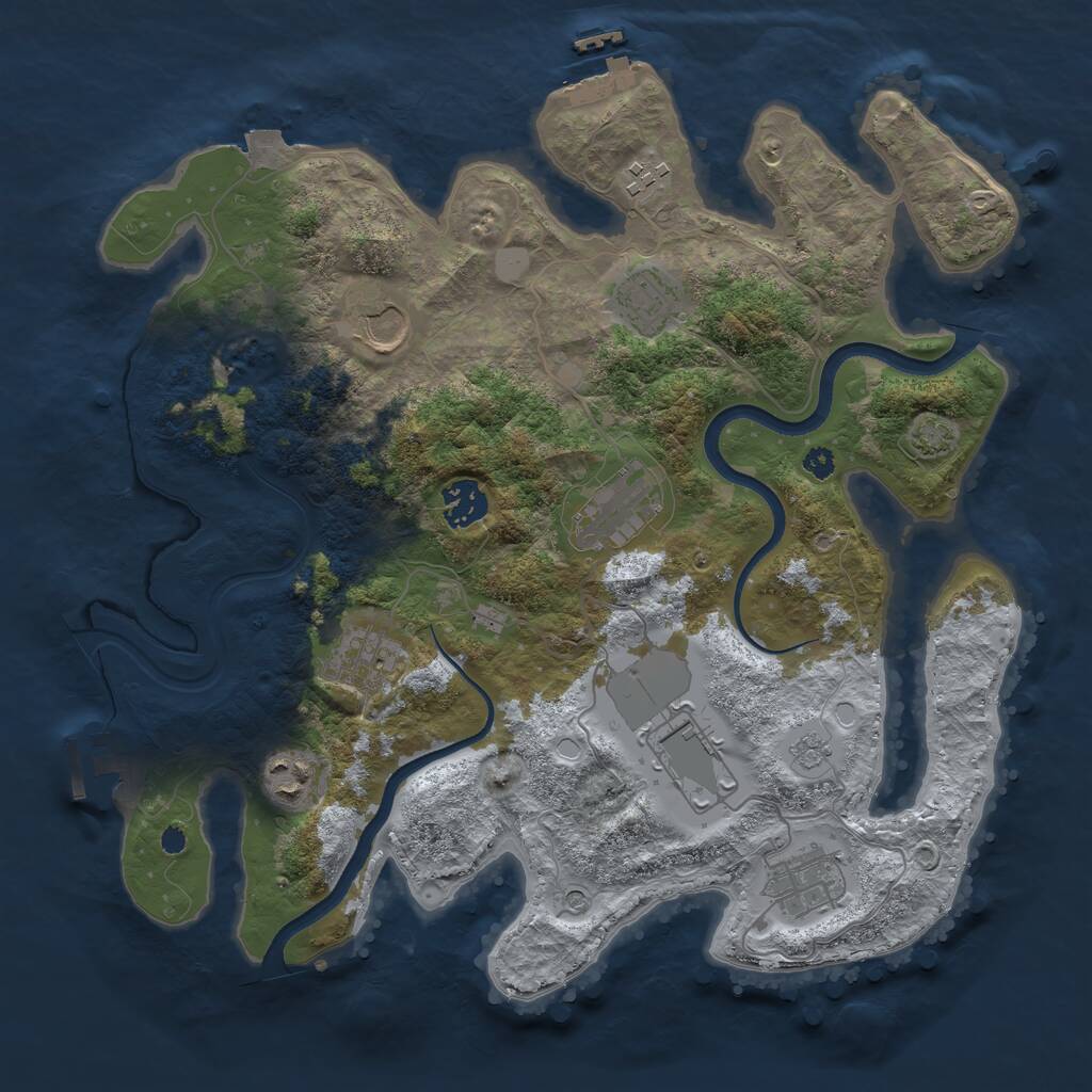 Rust Map: Procedural Map, Size: 3500, Seed: 8909, 15 Monuments