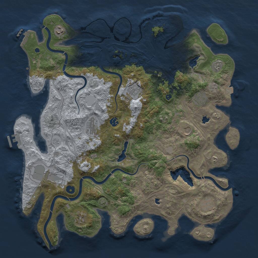 Rust Map: Procedural Map, Size: 4500, Seed: 1681847184, 16 Monuments
