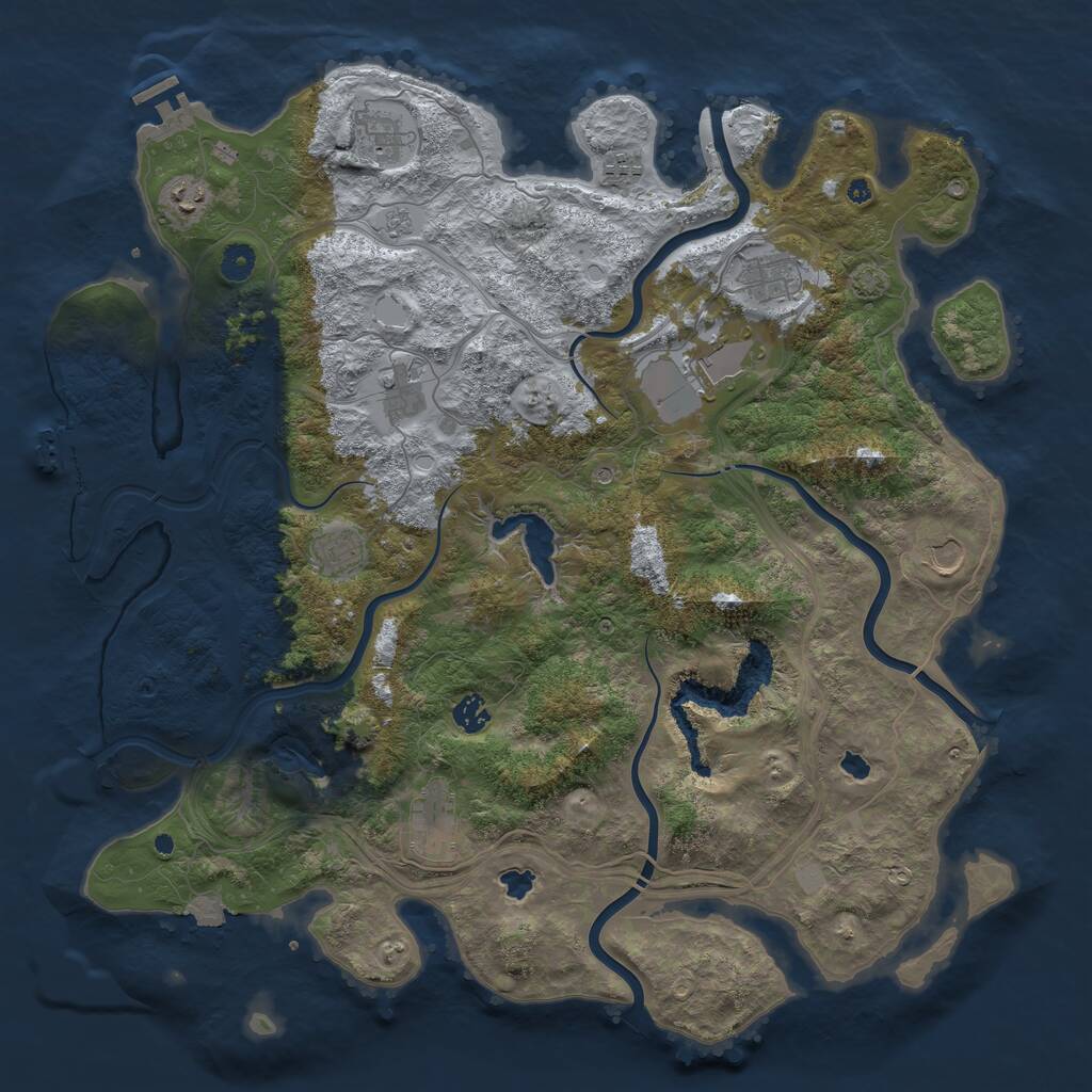 Rust Map: Procedural Map, Size: 4500, Seed: 496791386, 16 Monuments
