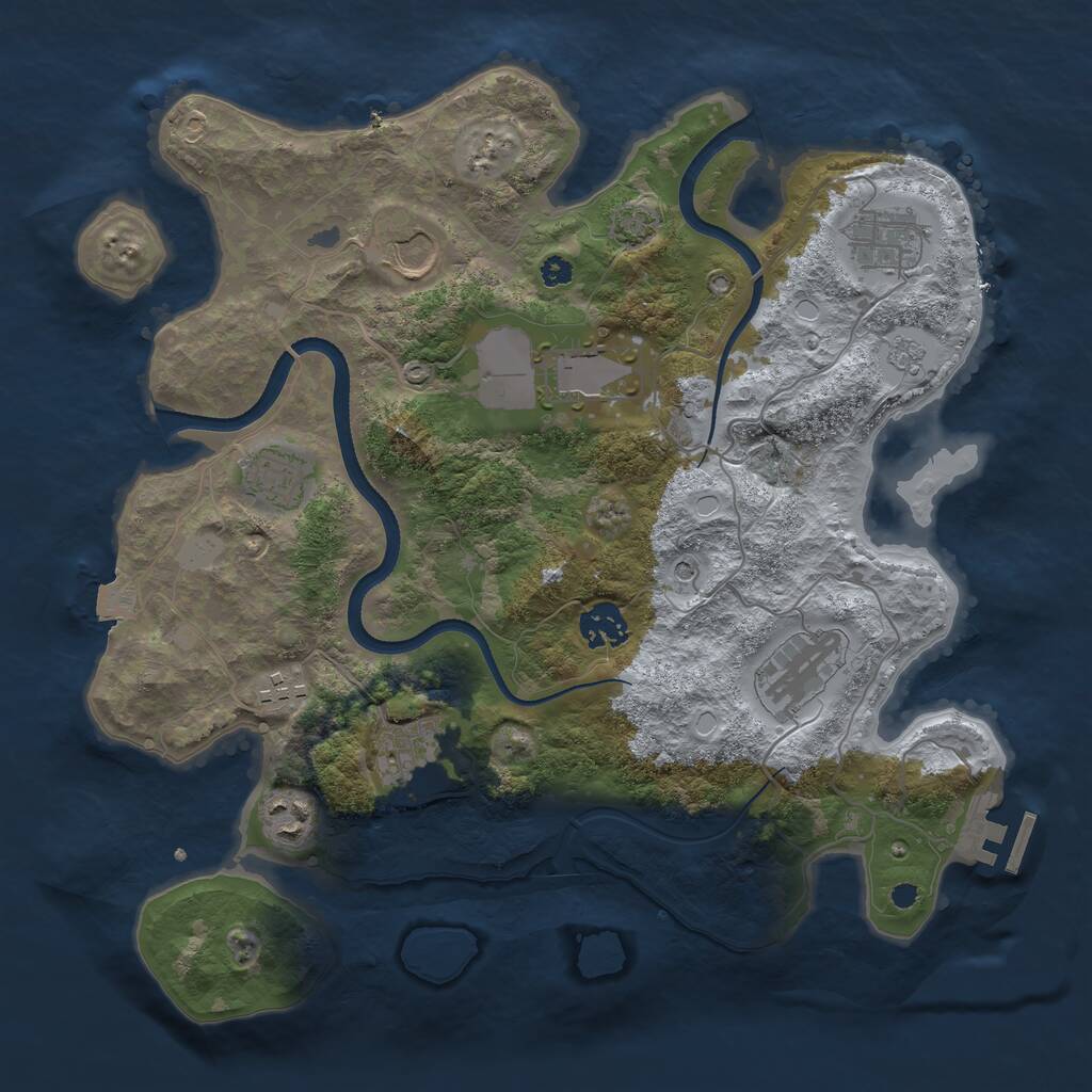 Rust Map: Procedural Map, Size: 3500, Seed: 1793636761, 14 Monuments