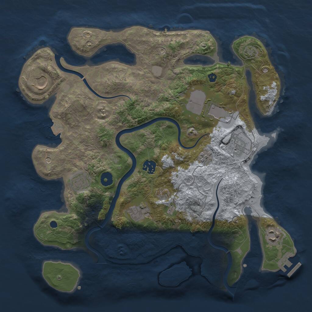 Rust Map: Procedural Map, Size: 3500, Seed: 195762373, 12 Monuments