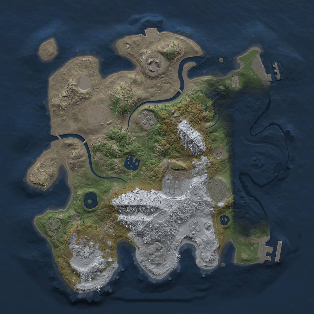 Rust Map: Procedural Map, Size: 3000, Seed: 740566383, 13 Monuments