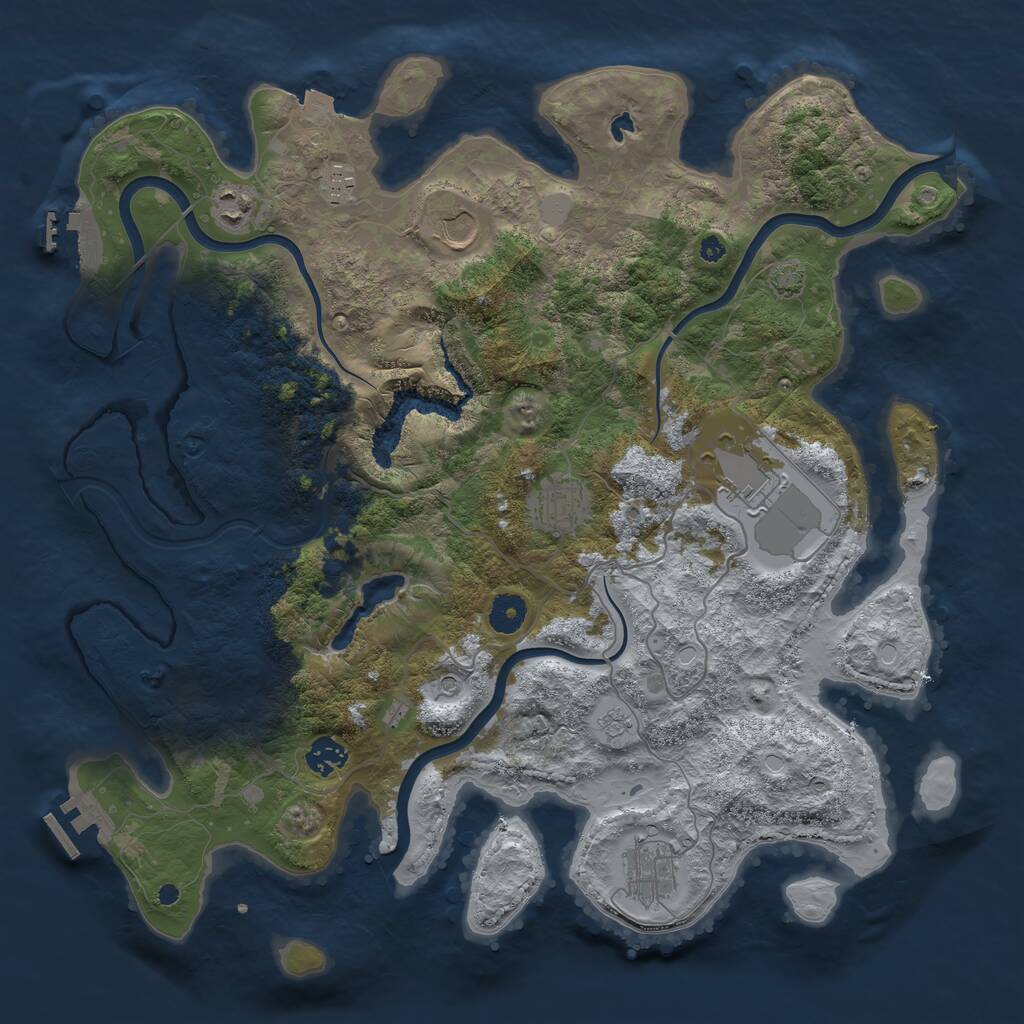 Rust Map: Procedural Map, Size: 4000, Seed: 135792468, 13 Monuments