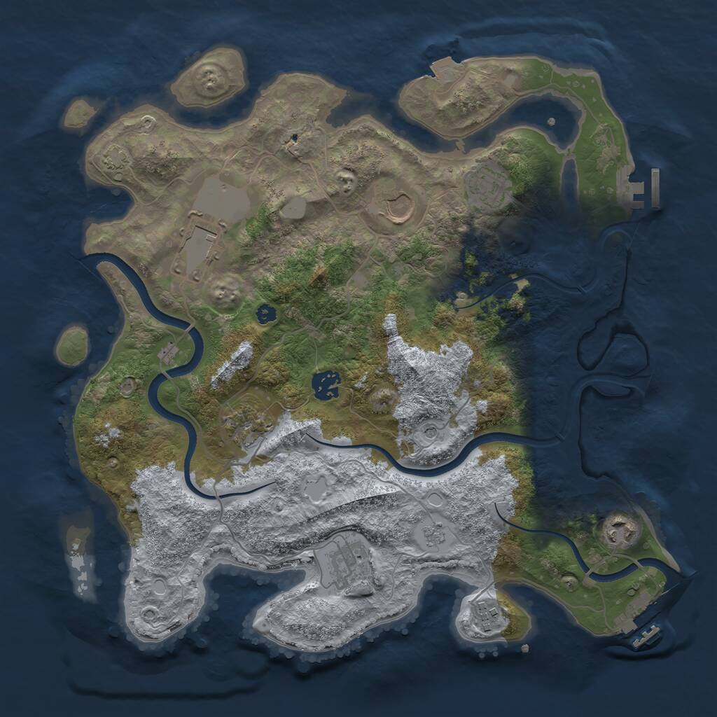 Rust Map: Procedural Map, Size: 3600, Seed: 2000327063, 14 Monuments