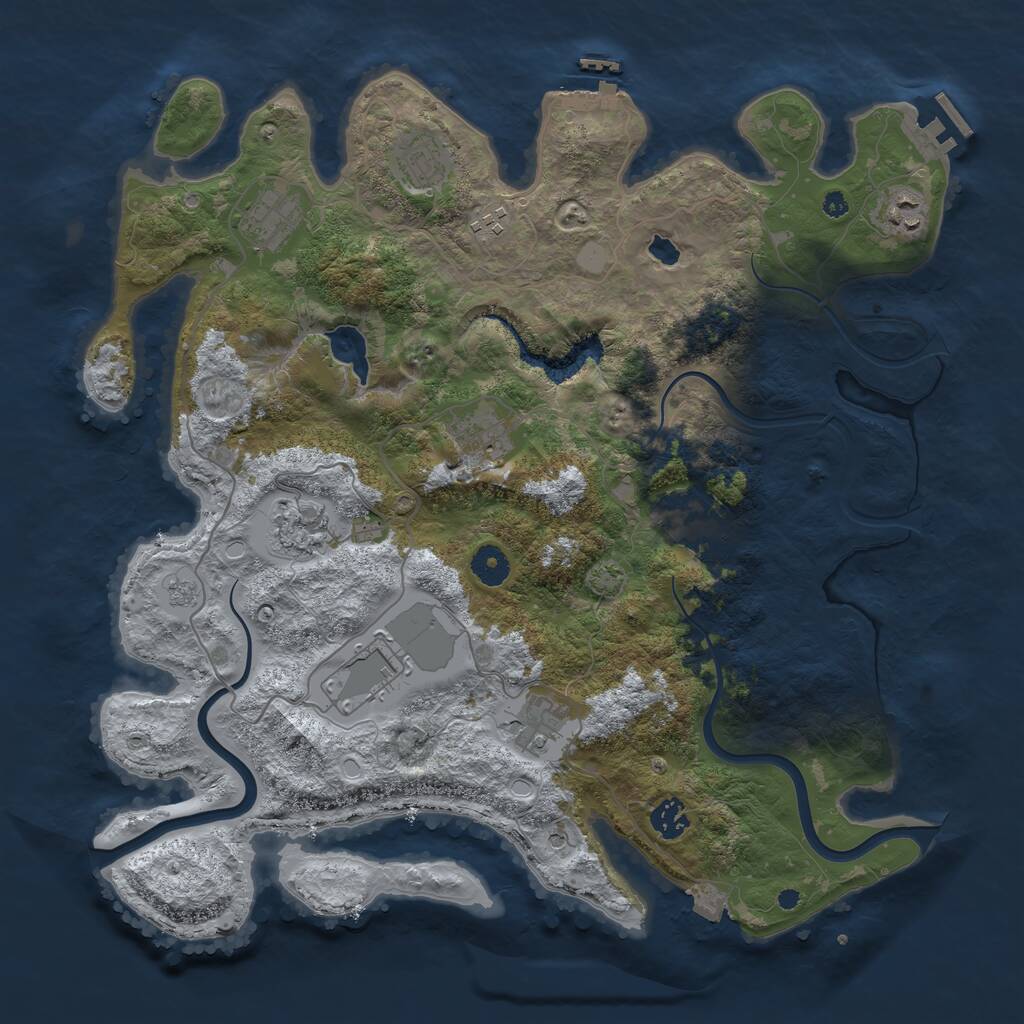 Rust Map: Procedural Map, Size: 4000, Seed: 767650138, 16 Monuments