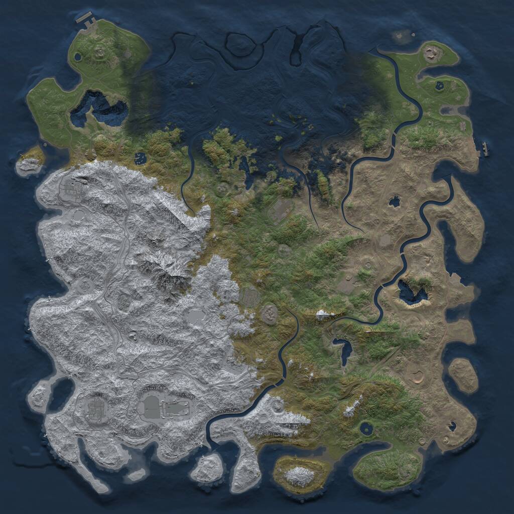 Rust Map: Procedural Map, Size: 6000, Seed: 1619827741, 17 Monuments