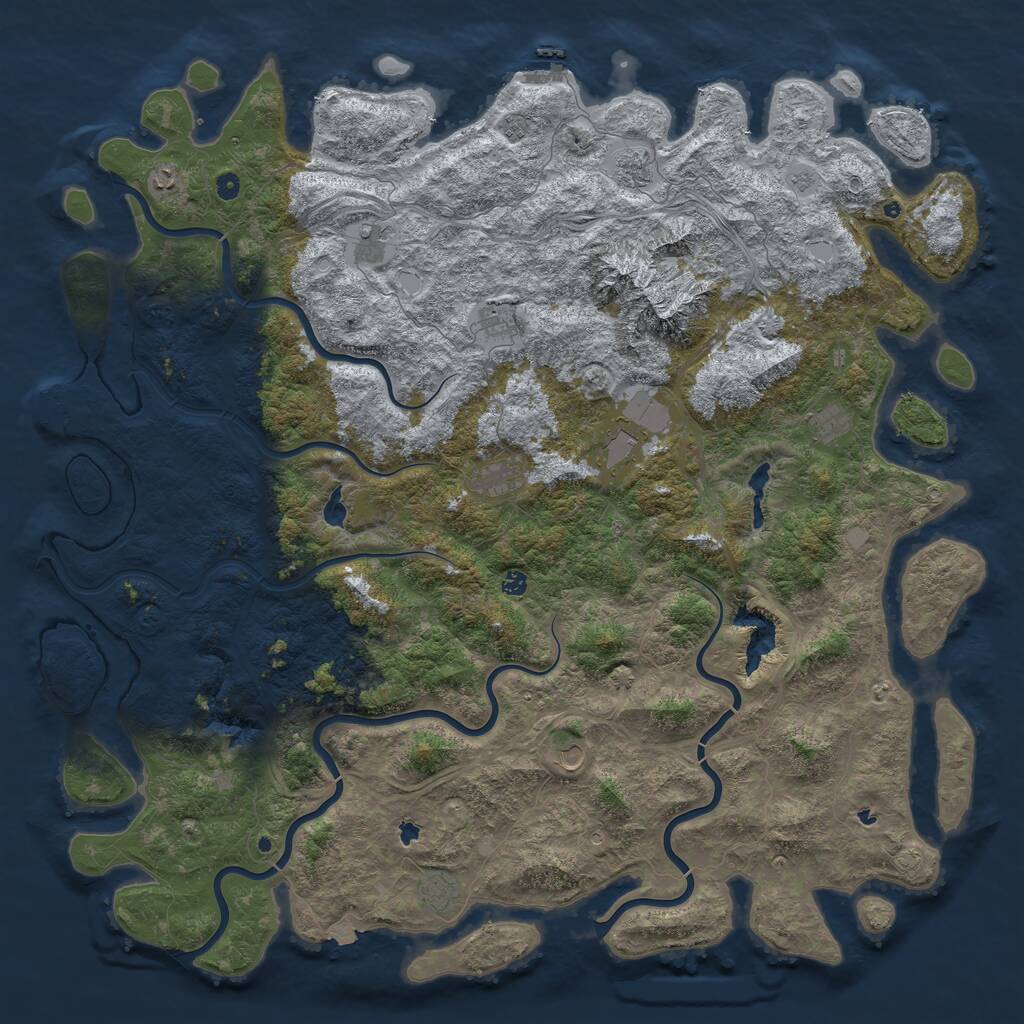 Rust Map: Procedural Map, Size: 6000, Seed: 867840661, 17 Monuments
