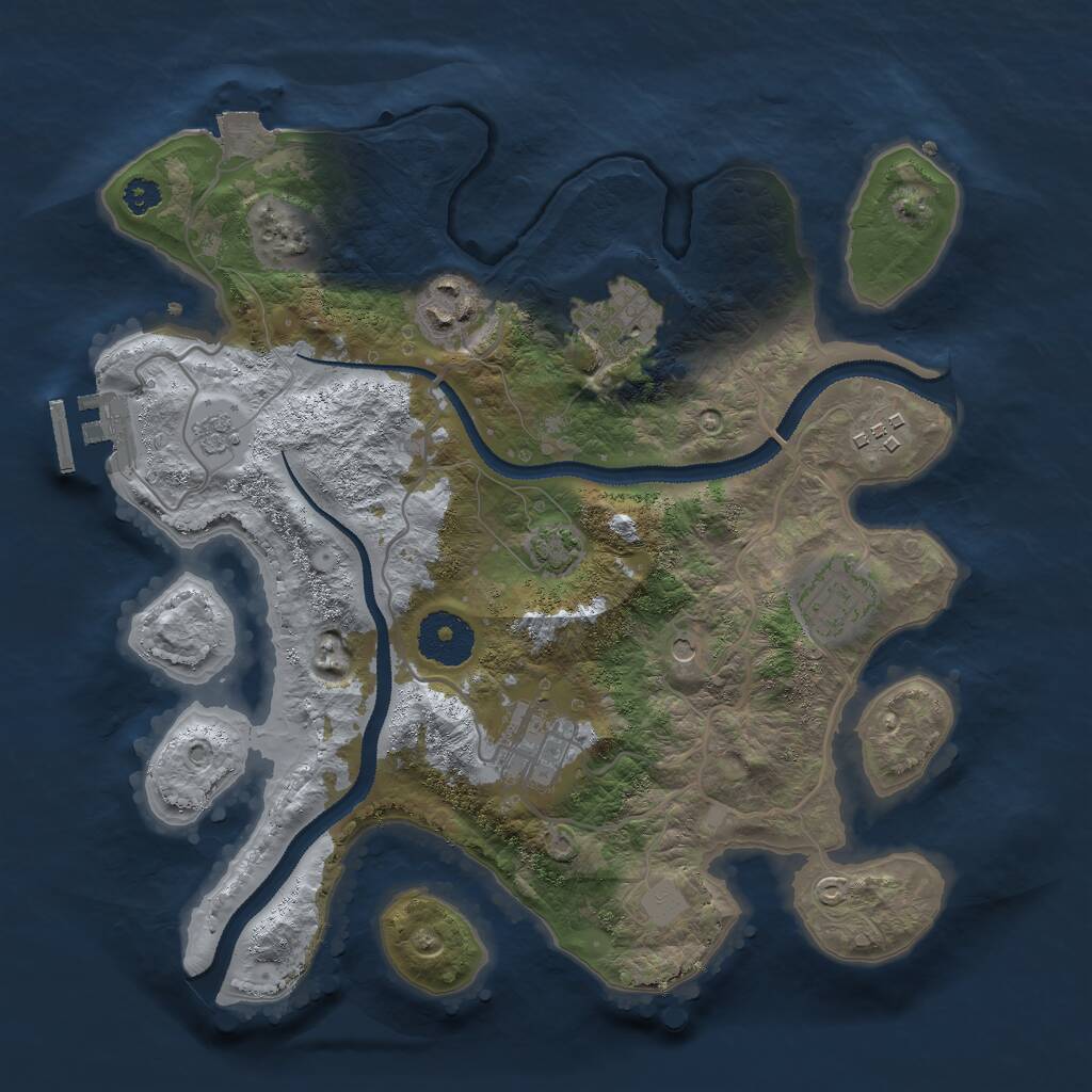 Rust Map: Procedural Map, Size: 3000, Seed: 1999999991, 10 Monuments