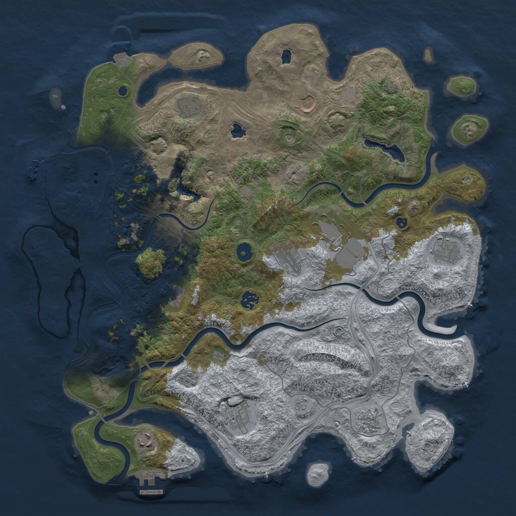 Rust Map: Procedural Map, Size: 4500, Seed: 703369976, 17 Monuments