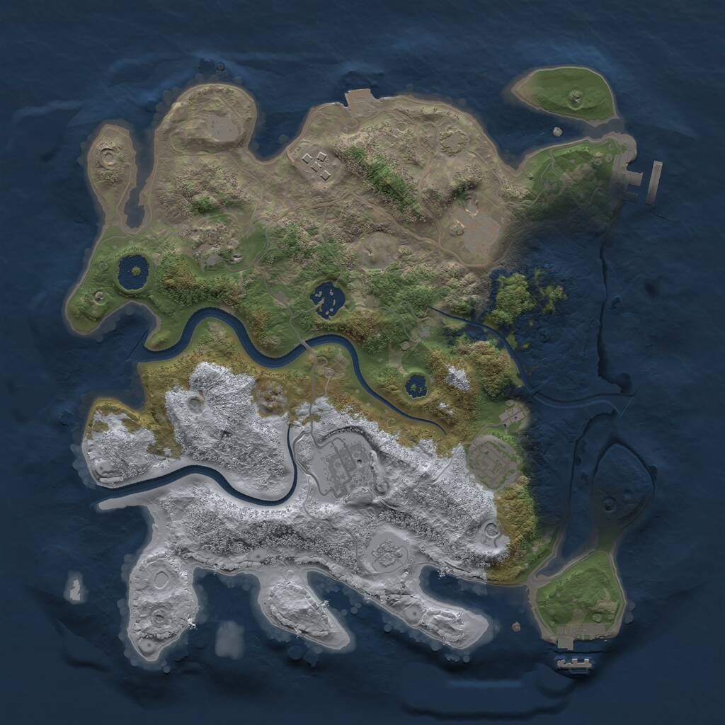 Rust Map: Procedural Map, Size: 3250, Seed: 2434889, 12 Monuments