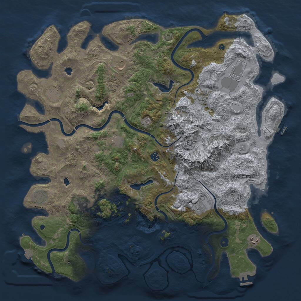 Rust Map: Procedural Map, Size: 5000, Seed: 736114999, 17 Monuments