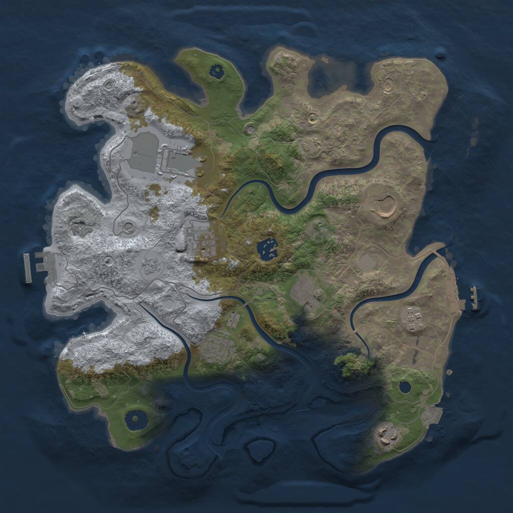 Rust Map: Procedural Map, Size: 3500, Seed: 742755, 14 Monuments